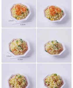 Miniature food model in white ceramic bowl, size 6.3cm x 2.5cm keychain accessory