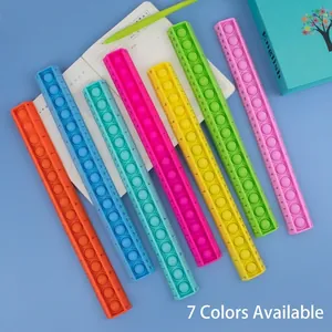 Fan-shaped set of colorful sensory pop-it rulers for stress relief and measuring tools