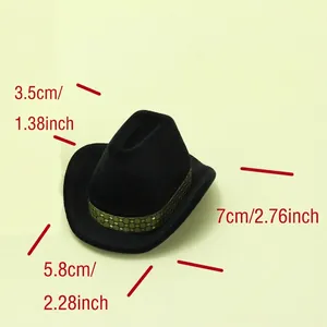 Mini cowboy hat jewelry gift box with plaid ribbon for doll accessories 7x5.8x3.5cm