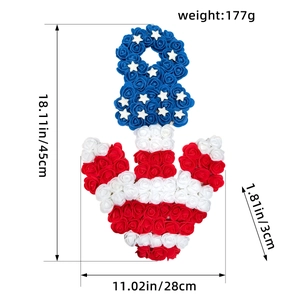 Detailed dimensions of the anchor-shaped Independence Day wreath with red white blue roses