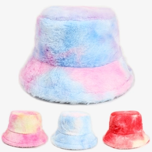 Cappello Alla Pescatora In Finta Pelliccia Di Coniglio Tie Dye Inverno Caldo Peluche Colorato Moda All Aperto Per Donne Ragazze