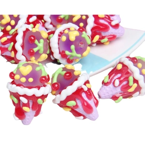 DIY colorful hand-painted purple ice cream cone acrylic beads for jewelry making