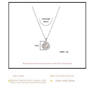 Detail view of pearl camellia pendant necklace with 17mm diameter and 40+5cm chain length