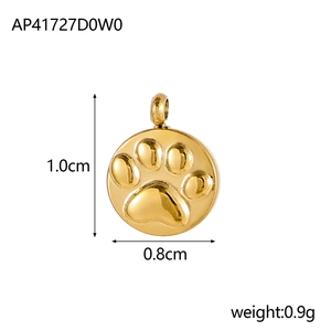Golden animal paw print charm pendant in 1.0cm size for DIY jewelry making
