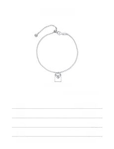 Detailed size chart for the S925 sterling silver heart bead bracelet with measurements