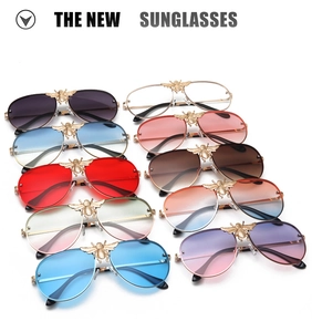 Detailed multi-color aviator sunglasses collection with metal bee bridge ornament