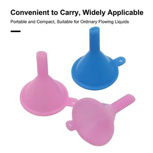 Set of blue and pink mini PP plastic funnels for perfume and skincare liquid dispensing