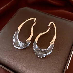 Orecchini A Goccia D'acqua Irregolari Con Perno In Argento Rame Placcato Oro Resina Trasparente Minimalista Per Donne