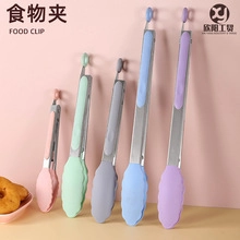 Five assorted colors of heat-resistant silicone food clips with stainless steel handles