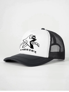 Detail of breathable black mesh back and adjustable strap on the sponge trucker hat