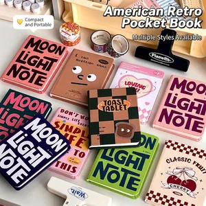 A7 Mini Pocket Notebook Cartoon Animal Spiral Bound Portable Memo Notepad Student School Supplies Retro Style
