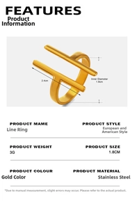 Minimalistischer Doppel-Linien-Ring aus Edelstahl in Gold mit 1,8 cm Durchmesser Details