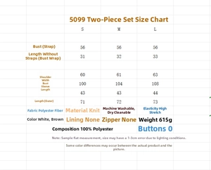 Detailed size chart for women knit cardigan and tank set with polyester fabric specs
