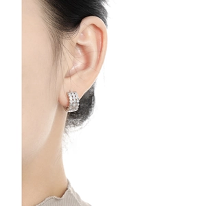 Elegant S925 silver honeycomb hoop earrings with micro-set cubic zirconia for women