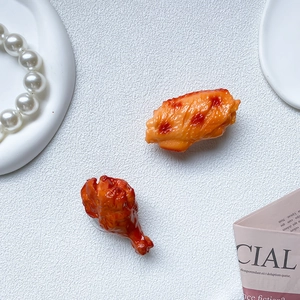 Macro detail of realistic roasted chicken wing and drumstick phone grip models