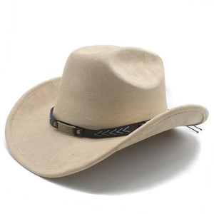 Western Cowboy Hat Wide Brim Suede Fedora Ethnic Style With Leather Band And Metal Rivets Retro Vintage For Men Women