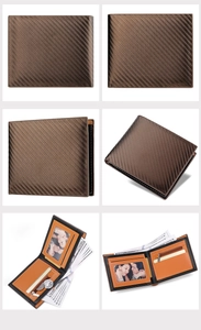 Detail view of carbon fiber wallet with zipper pocket and multiple card slots