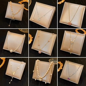 Elegant Freshwater Pearl Necklace With 18K Gold Plated Alloy Heart Butterfly Pendant Zircon Light Luxury Jewelry Women