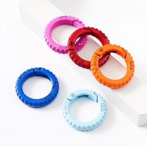 Colorful gear-shaped round spring ring buckle set in various colors for DIY keychains