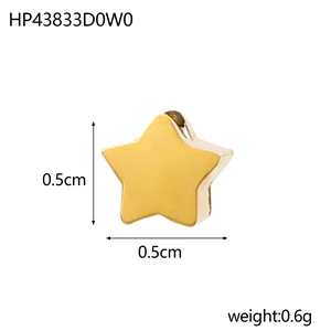 Pendentif étoile minimaliste en acier inoxydable doré, taille 0,5 cm et poids 0,6 g