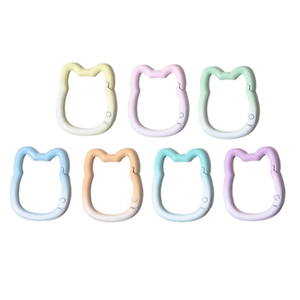Cat shaped spring snap hooks in gradient pastel colors for DIY keychains and accessories