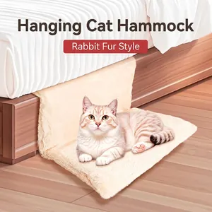Hanging Cat Hammock Pet Bed Foldable Washable Stable Warm Plush Fleece Mesh For Window Bedside Radiator Indoor Cozy Sleep