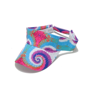 Colorful swirl tie-dye sun visor hat for summer made of breathable polyester material