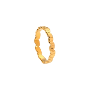Polished gold irregular wave pattern titanium steel ring with unique textured design