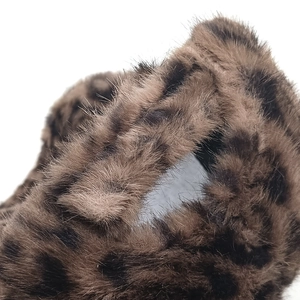 Detailed texture of high-quality faux fur leopard print baseball cap for women