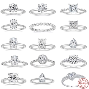 Luxury 925 Sterling Silver Rings For Women Elegant AAAAA Zirconia Engagement Wedding Bridal Jewelry Clear Stone