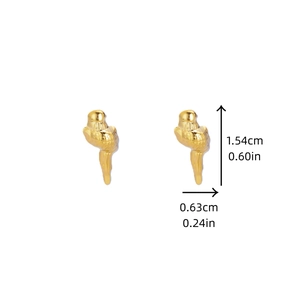 Detailed size specifications for gold-tone bird stud earrings with pearl and starfish accent