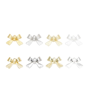Assorted gold and silver bow pendants in matte and polished finishes for DIY jewelry