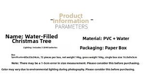 Detailed specs for water-injection Christmas tree lamp with PVC and LR44 battery info