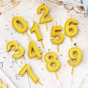 Birthday Number Candles Gold Silver Gradient Metallic Glitter Cake Topper Party Celebration Crown Bow Decor