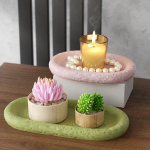 Siliconen mal met golfpatroon voor DIY-dienbladen en decoratieve vetplantenmodellen