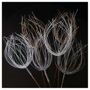 Glittery gold and silver decorative stems for Christmas tree and floral arrangements