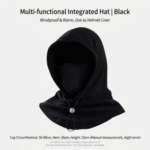 Black 2-in-1 winter balaclava face mask and neck warmer for cycling and outdoor windproof use