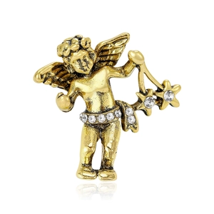 Vintage Engel Cupido Broche Legering Met Steentjes Pin Badge Retro Klassieke Kleding Accessoires Voor Dames En Heren