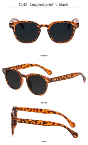 Trois angles de vue de lunettes de soleil vintage léopard avec rivets argentés