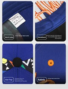 Detail view of cotton baseball cap showing internal washing label and stitching quality