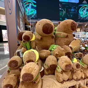 Plüsch-Capybara-Spielzeug in verschiedenen Größen mit Schildkröten-Rucksäcken