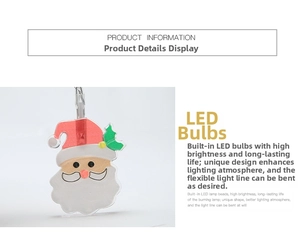 Close-up of Santa Claus LED pendant with transparent acrylic casing and bright bead