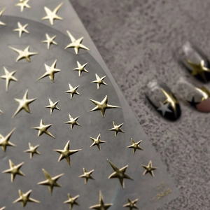 3D embossed gold star nail stickers with laser metallic luster for nail art decoration