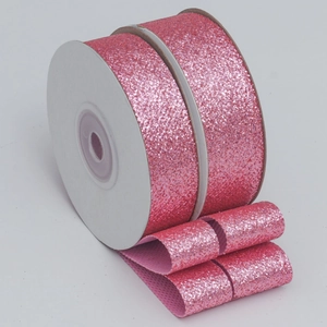 Pink glitter polyester ribbon for Christmas gift boxes and cake decoration