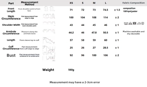 Tableau des tailles détaillé pour blazer pied-de-poule avec mesures de XS à L et tissu