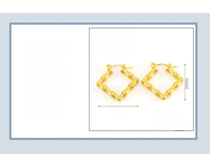 Détails des créoles losange en acier inoxydable plaqué or 18 carats de 26x25mm