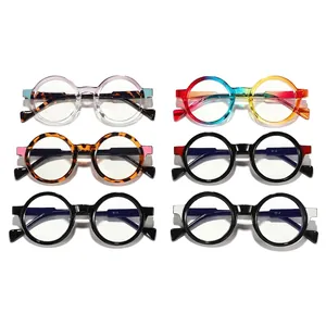 Retro round frame eyeglasses collection in six stylish multi-colored gradient finishes