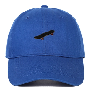 Navy blue twill cotton baseball cap with stylish skateboard embroidery and curved brim