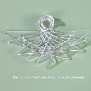 Detailed view of clear acrylic earring hooks with a bonus of 5 extra pieces included