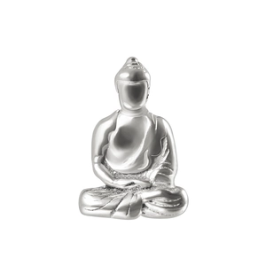 Polished silver stainless steel Buddha pendant for body piercing with 45-degree angle view